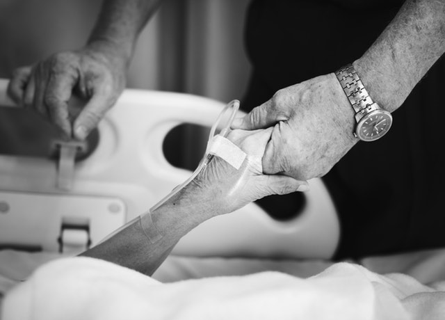 hospital, holding hands, sick patient