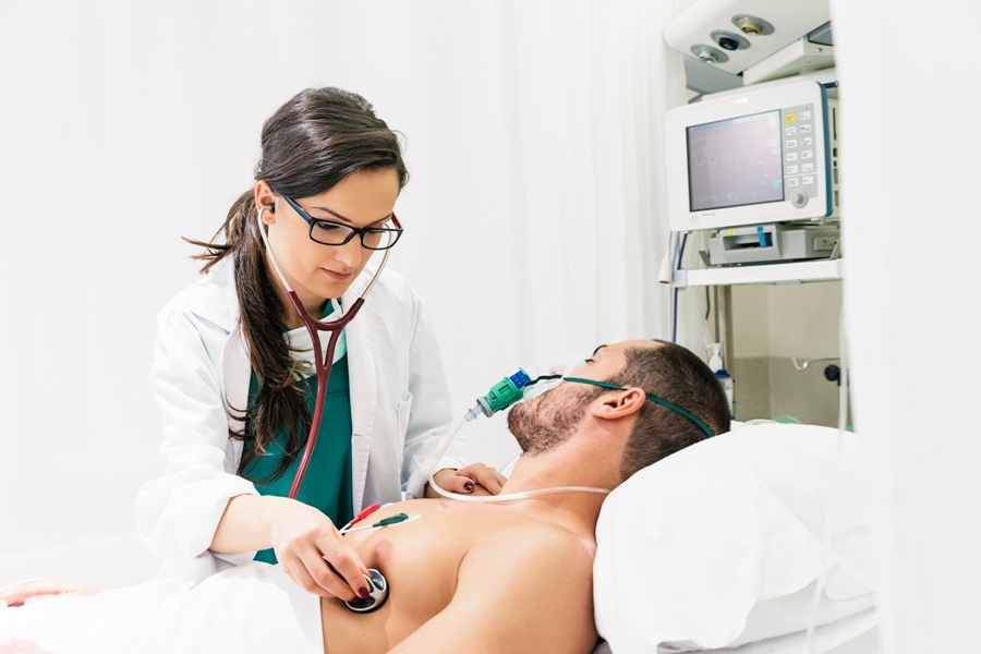 patient with a lyme carditis diagnosis being examined in the hospital room