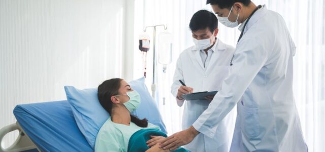 young woman in hospital with lyme disease and covid symptoms