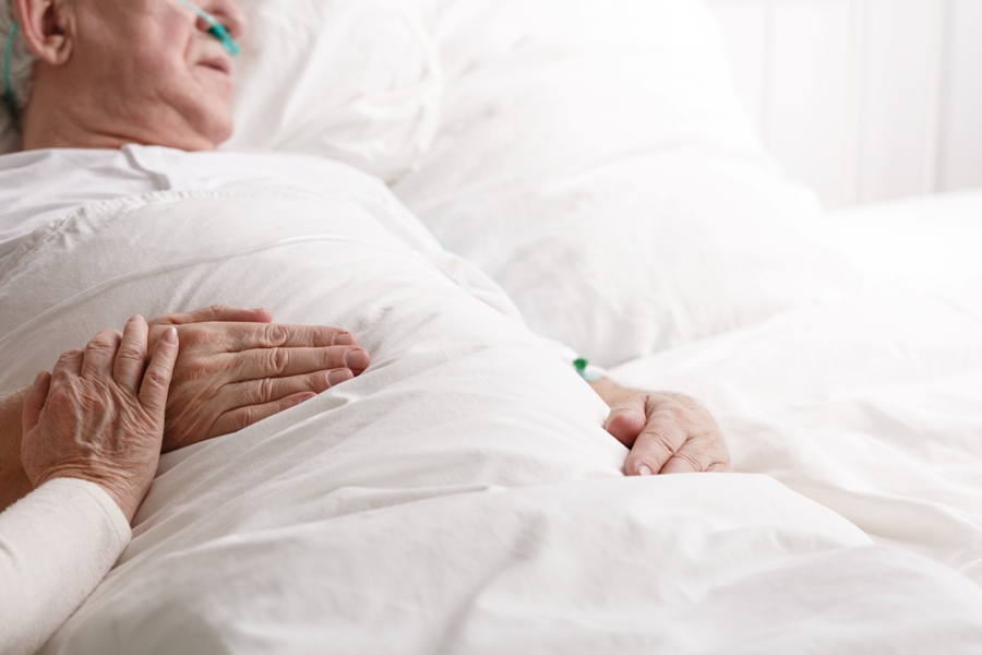 Man in hospital bed with co-infections from a tick bite.