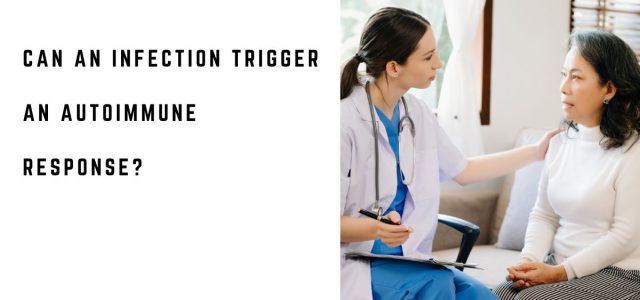 Woman discussing persistent symptoms with a healthcare professional after an infection