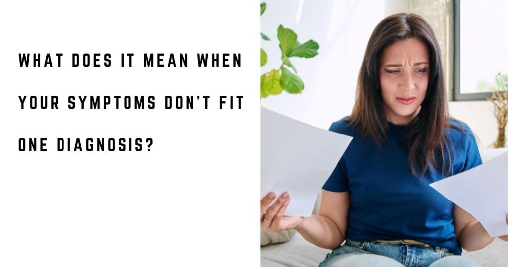 Woman comparing medical records while trying to understand multiple symptoms