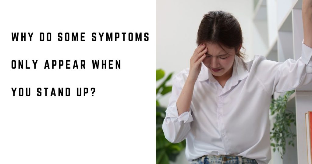 Woman feeling dizzy and unsteady while standing at home